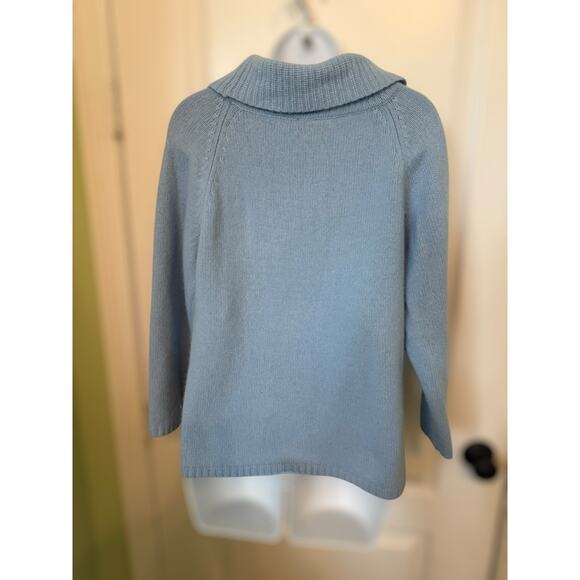 Rafaella Angora Lambswool Blend Cowl Neck Sweater Blue Size L Soft Cozy - Picture 3 of 7